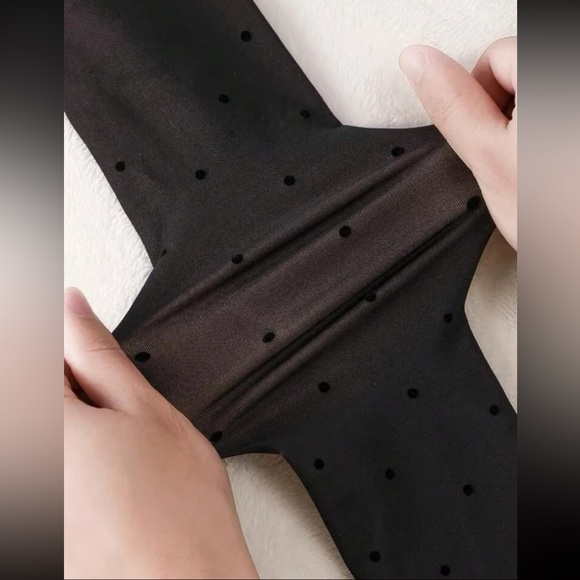 Premium Durable warm double lined black/nude thick pantyhose tights - Picture 3 of 6